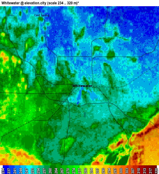 Zoom OUT 2x Whitewater, United States elevation map