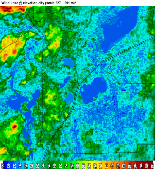 Zoom OUT 2x Wind Lake, United States elevation map