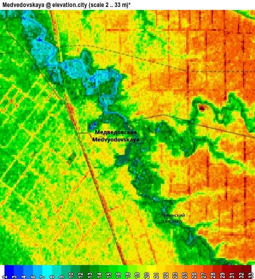 Zoom OUT 2x Medvedovskaya, Russia elevation map