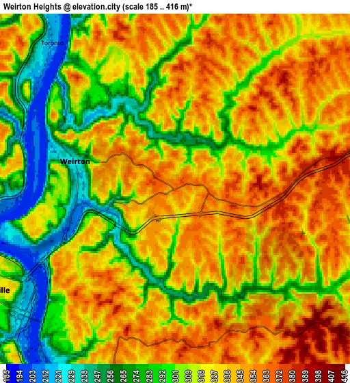 Zoom OUT 2x Weirton Heights, United States elevation map