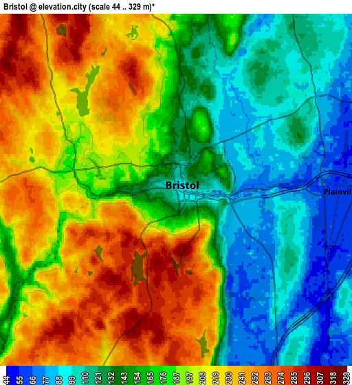 Zoom OUT 2x Bristol, United States elevation map