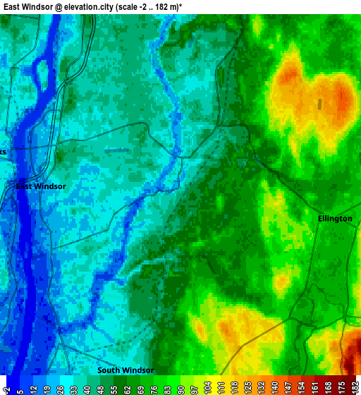 Zoom OUT 2x East Windsor, United States elevation map