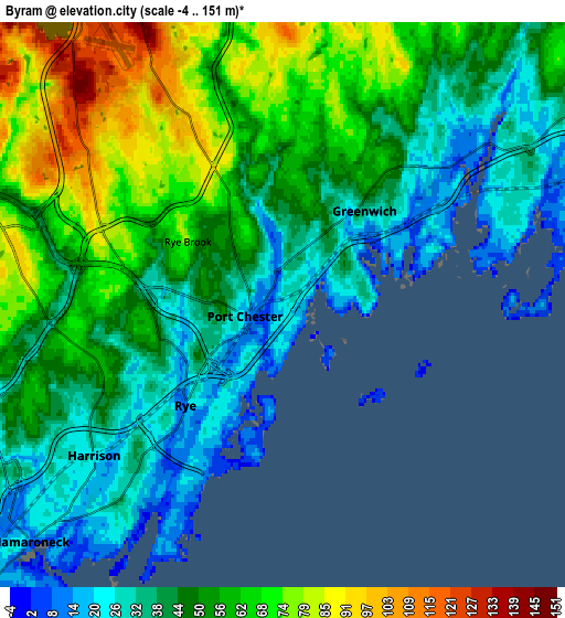 Zoom OUT 2x Byram, United States elevation map