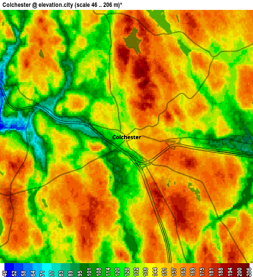 Zoom OUT 2x Colchester, United States elevation map