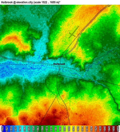 Zoom OUT 2x Holbrook, United States elevation map