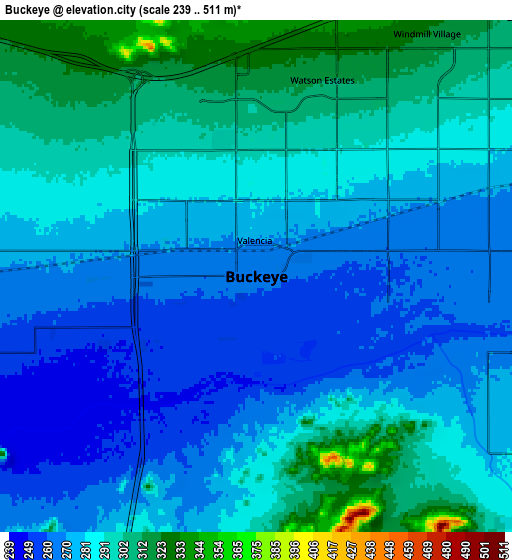 Zoom OUT 2x Buckeye, United States elevation map