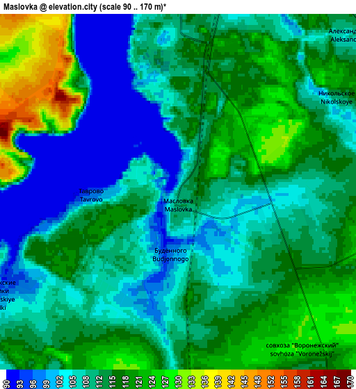 Zoom OUT 2x Maslovka, Russia elevation map