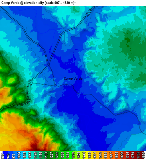 Zoom OUT 2x Camp Verde, United States elevation map