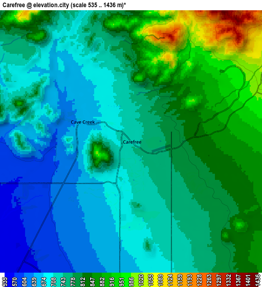 Zoom OUT 2x Carefree, United States elevation map