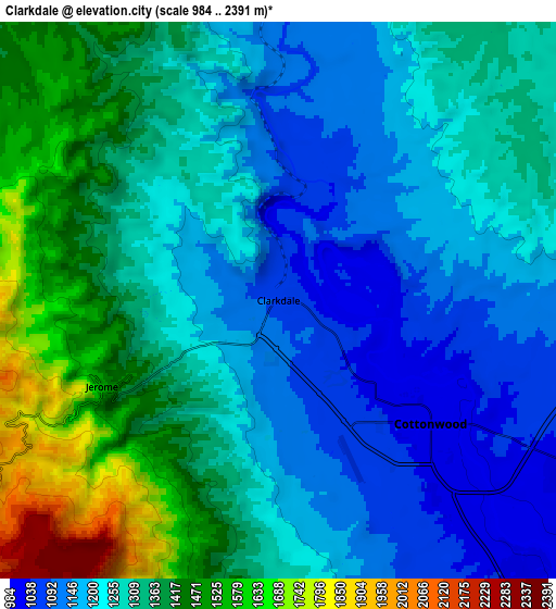 Zoom OUT 2x Clarkdale, United States elevation map