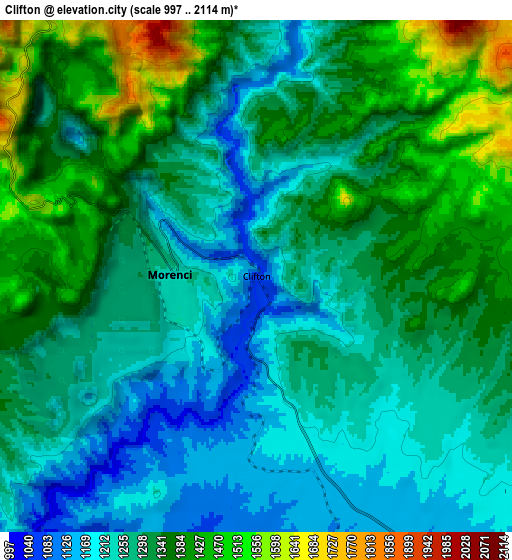 Zoom OUT 2x Clifton, United States elevation map