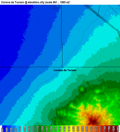 Zoom OUT 2x Corona de Tucson, United States elevation map