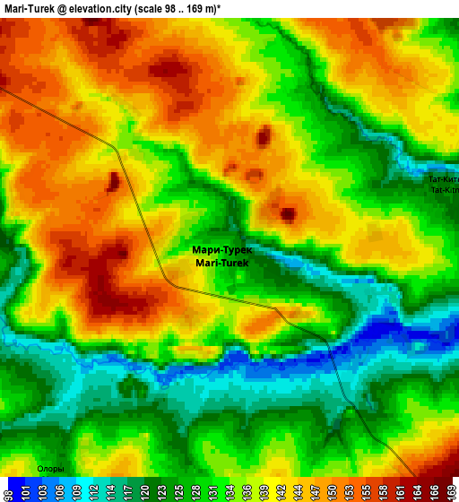 Zoom OUT 2x Mari-Turek, Russia elevation map