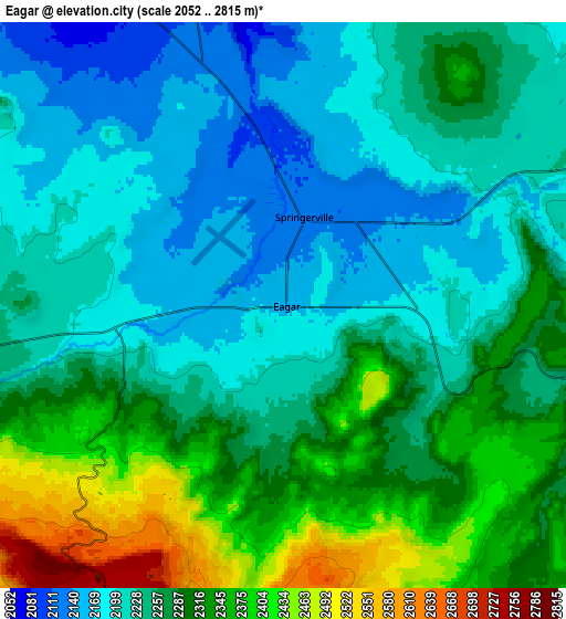 Zoom OUT 2x Eagar, United States elevation map