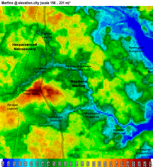 Zoom OUT 2x Marfino, Russia elevation map