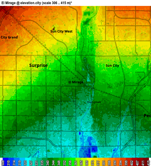 Zoom OUT 2x El Mirage, United States elevation map