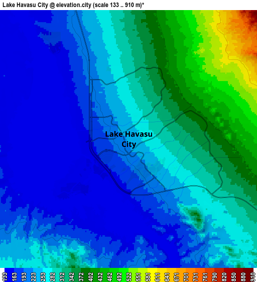 Zoom OUT 2x Lake Havasu City, United States elevation map