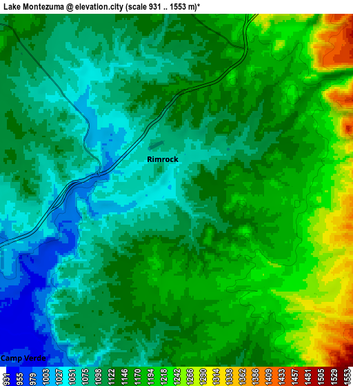 Zoom OUT 2x Lake Montezuma, United States elevation map