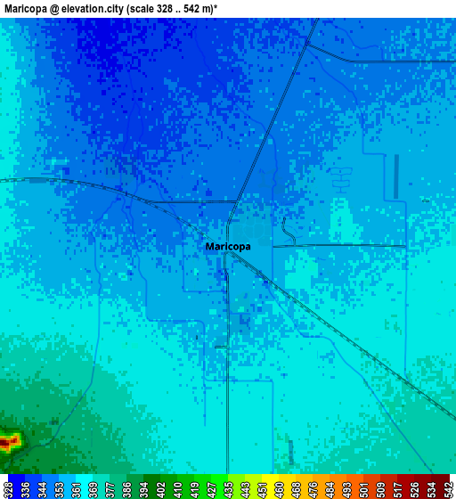 Zoom OUT 2x Maricopa, United States elevation map