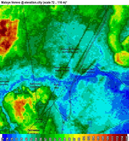 Zoom OUT 2x Maloye Verevo, Russia elevation map