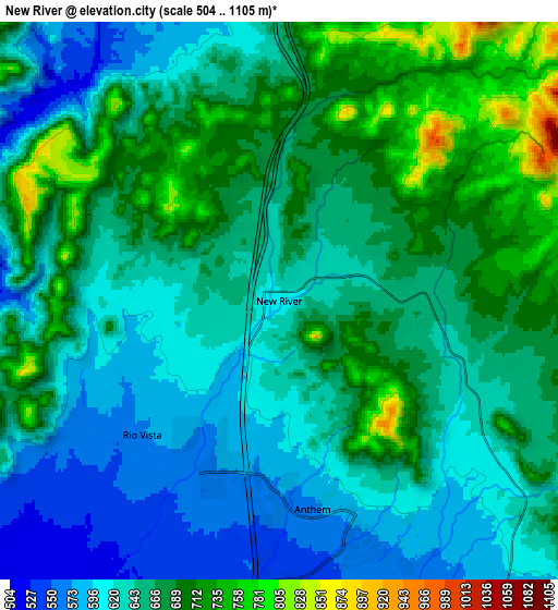 Zoom OUT 2x New River, United States elevation map