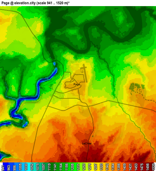 Zoom OUT 2x Page, United States elevation map