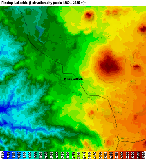 Zoom OUT 2x Pinetop-Lakeside, United States elevation map