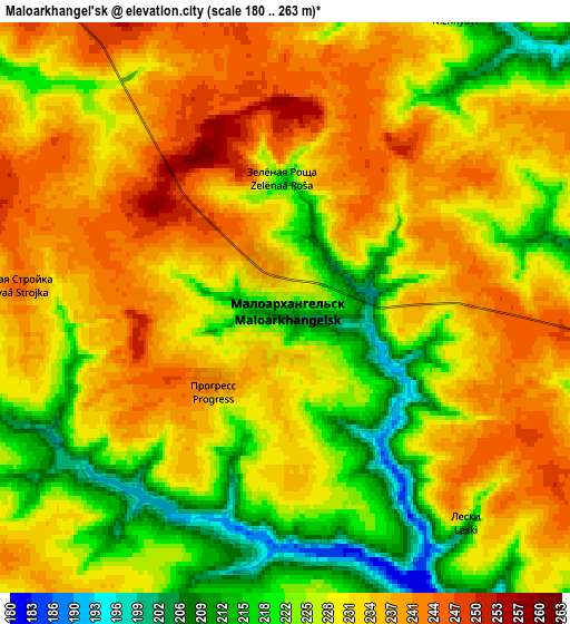 Zoom OUT 2x Maloarkhangel’sk, Russia elevation map