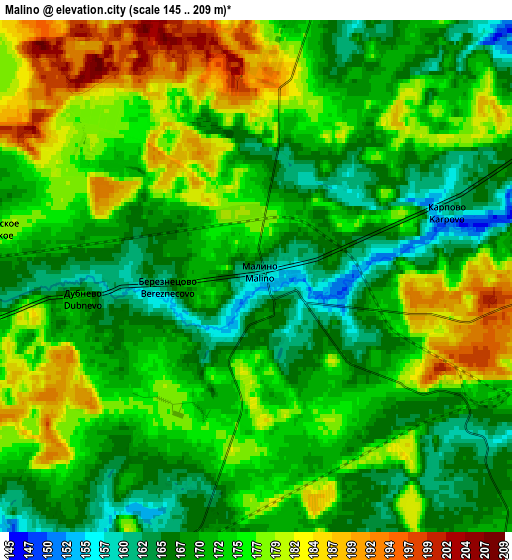 Zoom OUT 2x Malino, Russia elevation map