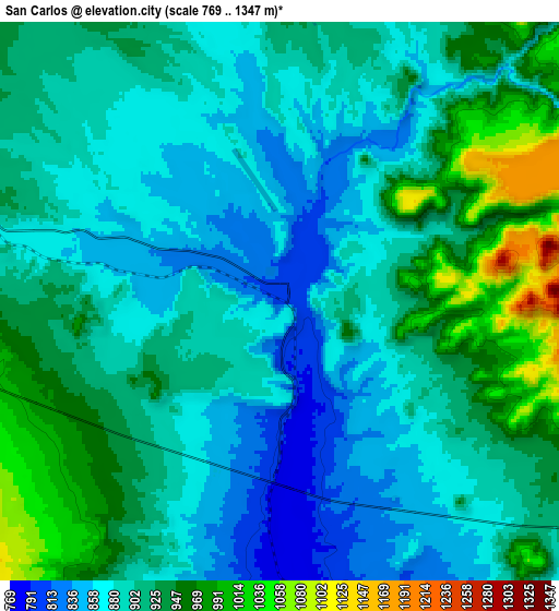 Zoom OUT 2x San Carlos, United States elevation map