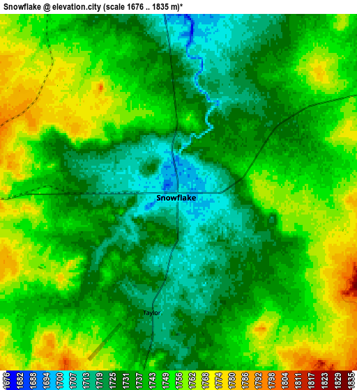 Zoom OUT 2x Snowflake, United States elevation map