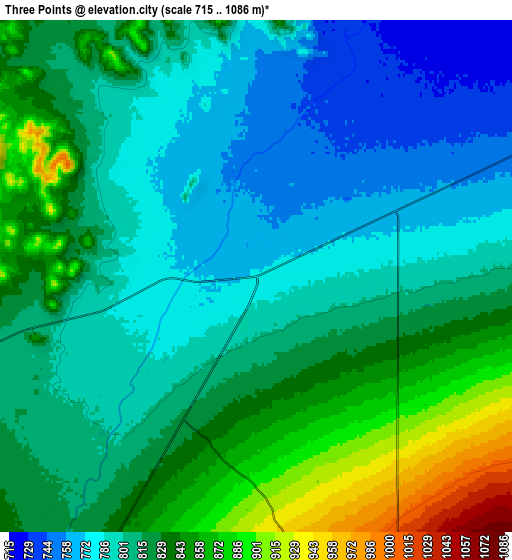 Zoom OUT 2x Three Points, United States elevation map