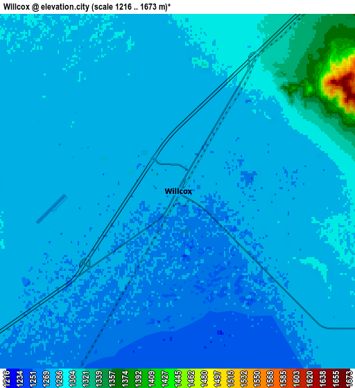 Zoom OUT 2x Willcox, United States elevation map