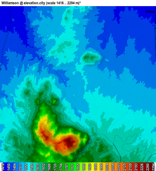 Zoom OUT 2x Williamson, United States elevation map