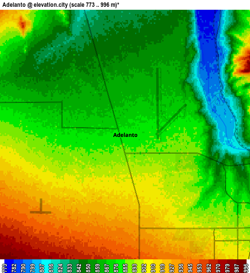 Zoom OUT 2x Adelanto, United States elevation map