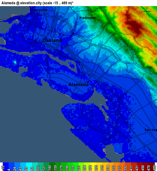 Zoom OUT 2x Alameda, United States elevation map