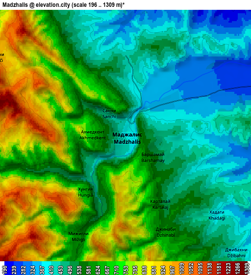 Zoom OUT 2x Madzhalis, Russia elevation map