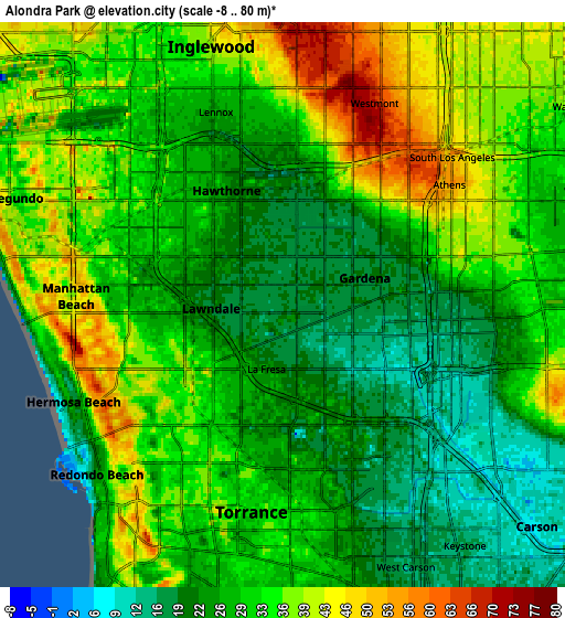 Zoom OUT 2x Alondra Park, United States elevation map