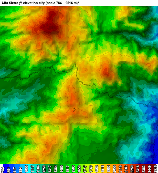 Zoom OUT 2x Alta Sierra, United States elevation map