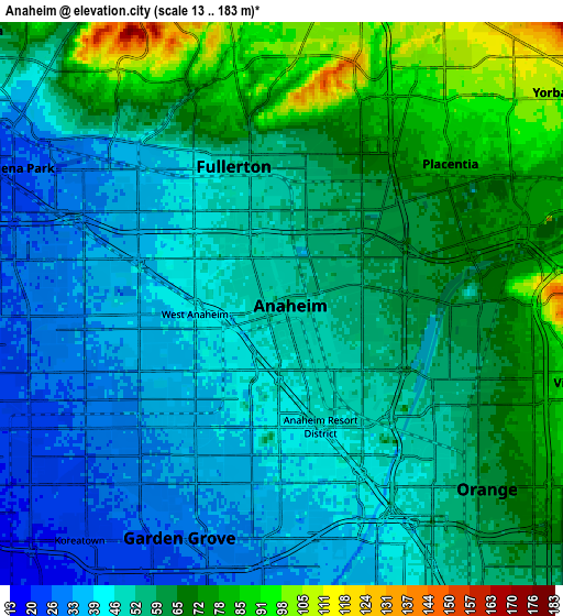 Zoom OUT 2x Anaheim, United States elevation map