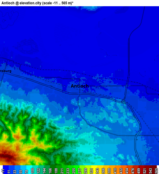 Zoom OUT 2x Antioch, United States elevation map