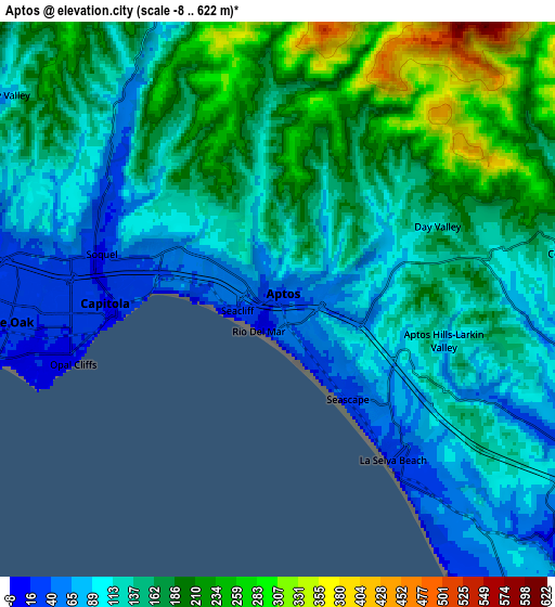 Zoom OUT 2x Aptos, United States elevation map