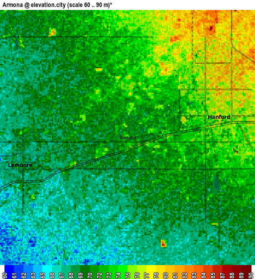 Zoom OUT 2x Armona, United States elevation map