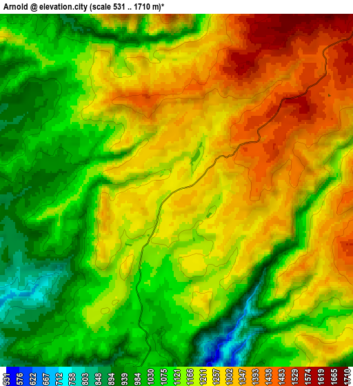 Zoom OUT 2x Arnold, United States elevation map