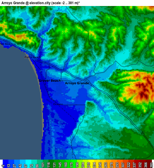 Zoom OUT 2x Arroyo Grande, United States elevation map