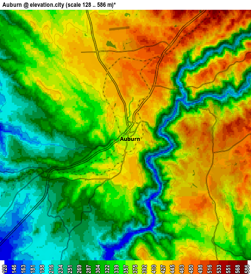 Zoom OUT 2x Auburn, United States elevation map