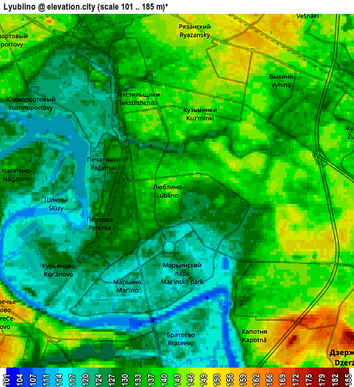 Zoom OUT 2x Lyublino, Russia elevation map