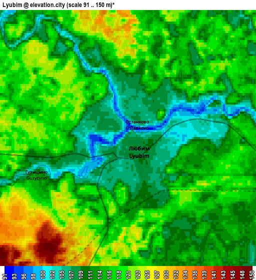 Zoom OUT 2x Lyubim, Russia elevation map