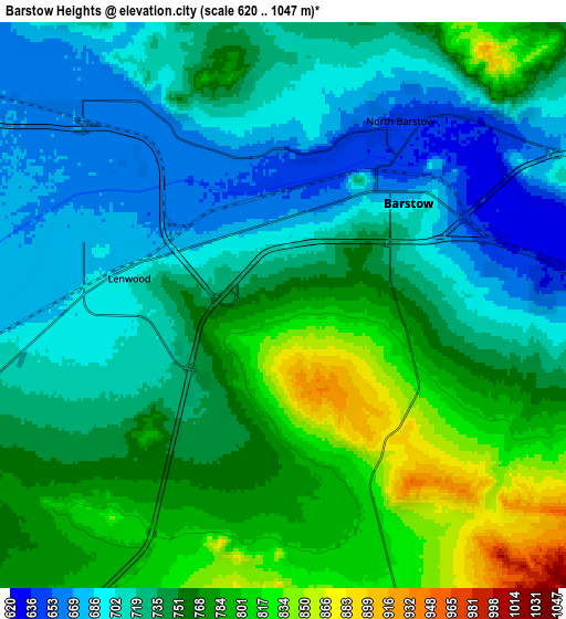 Zoom OUT 2x Barstow Heights, United States elevation map