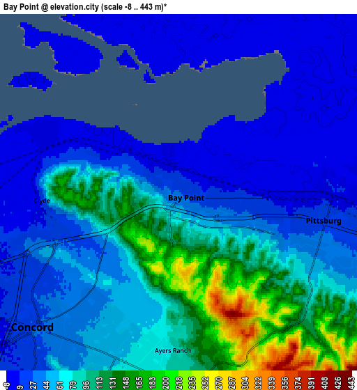 Zoom OUT 2x Bay Point, United States elevation map